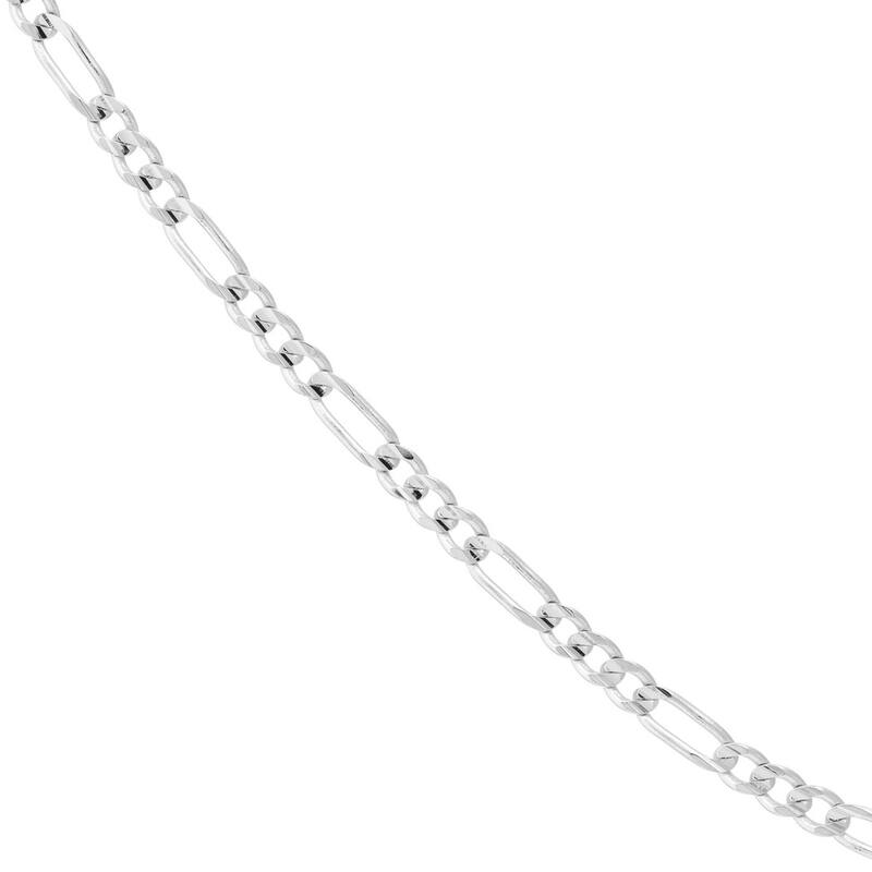 Curata 14k White Gold Figaro Chain Necklace 2.36mm (Lobster)