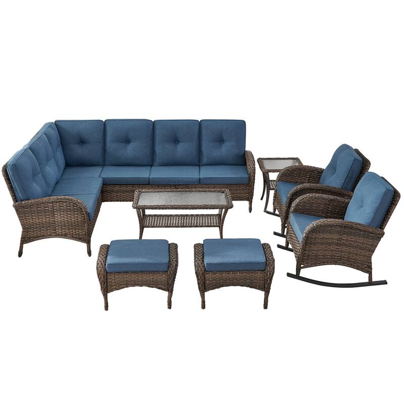 Outdoor Sectional Sofa Rocker Chair Table Ottomans