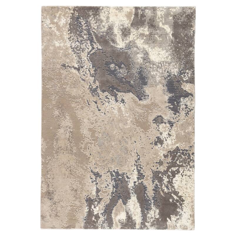 Bering Abstract Gray/ Beige Area Rug - 5' 3" x 7' 6" - Rectangle