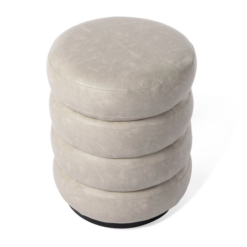Glitzhome 19.5"H Leather Upholstered Storage Ottoman or Accent Stool