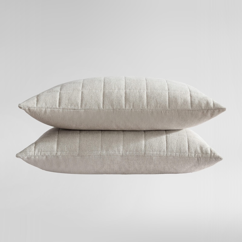 Calvin Klein Melange Cotton Flannel Solid 2 Piece Sham Set - Natural - Standard