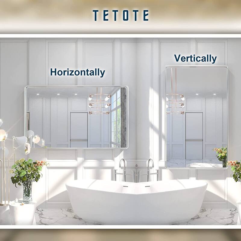 TETOTE Modern Metal Frame Wall Mounted Hanging Bathroom Vanity Mirror