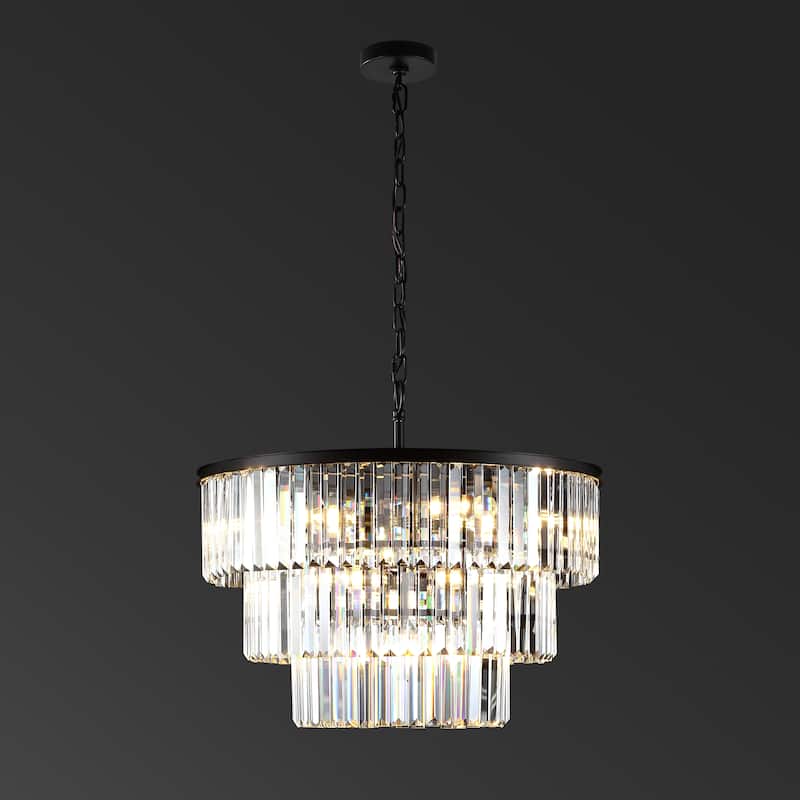 SAFAVIEH Couture Karissa Art Deco 3 Tier Chandelier - 24 IN W x 24 IN D x 21 / 69 IN H