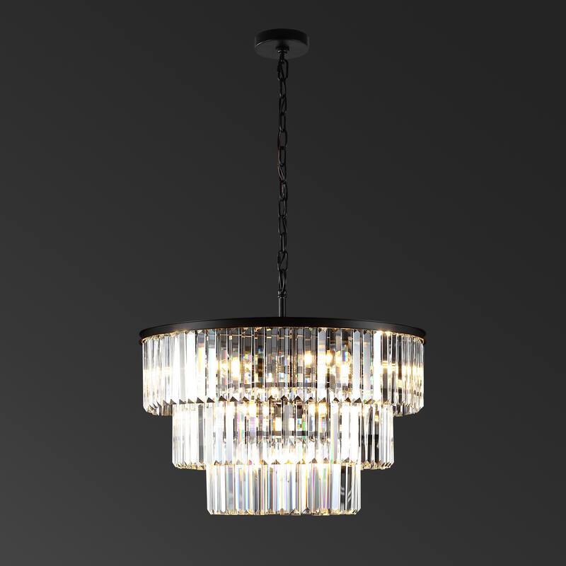 SAFAVIEH Couture Leonor Art Deco 3 Tier Chandelier - 24 In W x 24 In D x 21 / 69 In H
