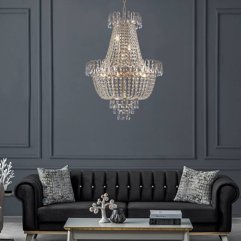 Gold Crystal Chandeliers,Large Contemporary Luxury Ceiling Lighting for Living Room Dining Room Bedroom Hallway - Gold