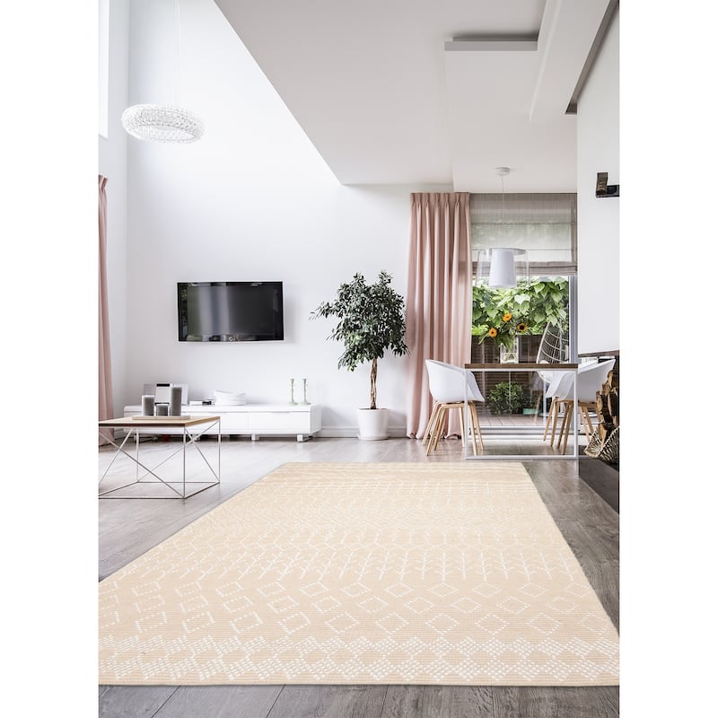 ECARPETGALLERY Braid weave Sienna Cream Wool Rug - 5'0 x 8'0