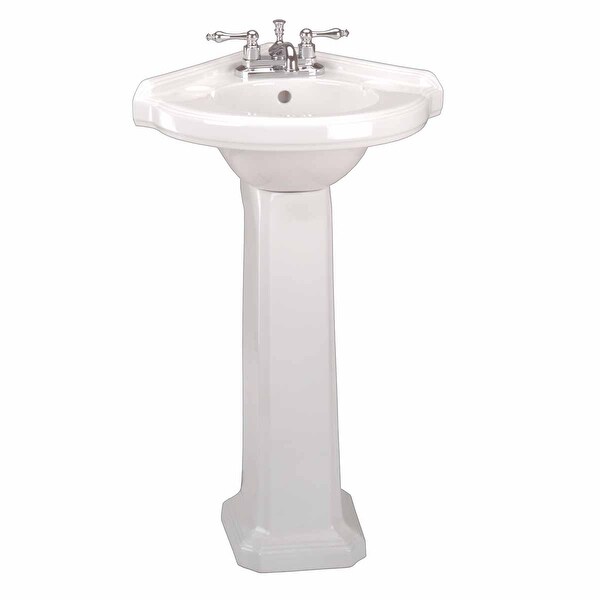 Small Corner Bathroom White Pedestal Sink Vitreous China | Renovator's Supply