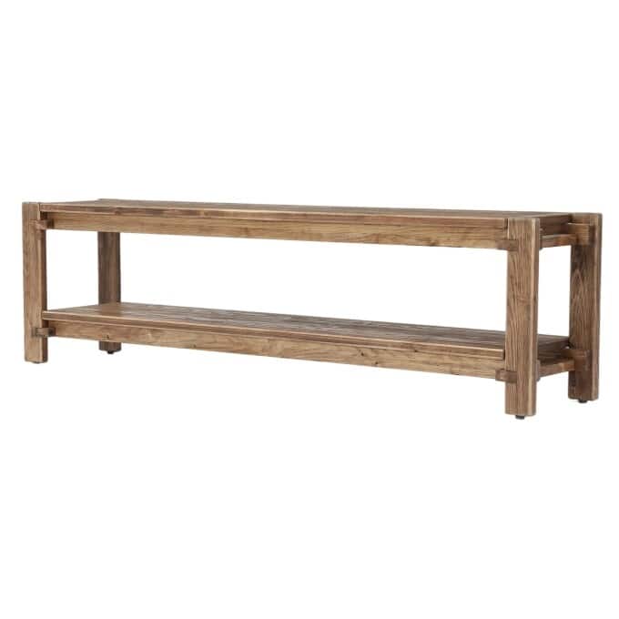 63" Solid Wood Entryway Shoe Bench, 2-Tier Storage End of Bed Bench