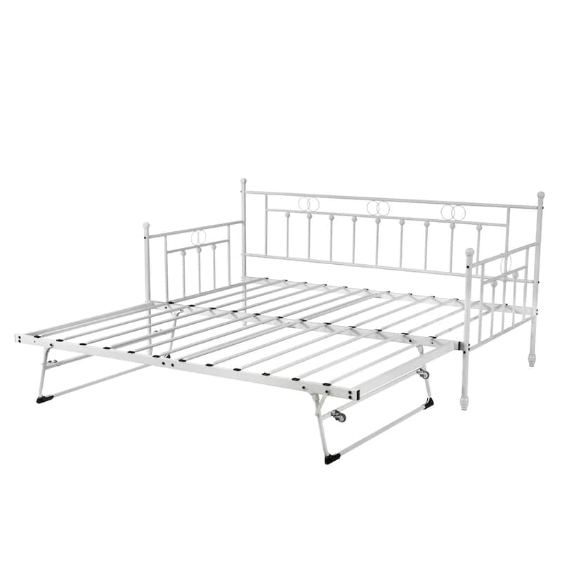 Twin Steel Metal Daybed With Pop-Up Trundle