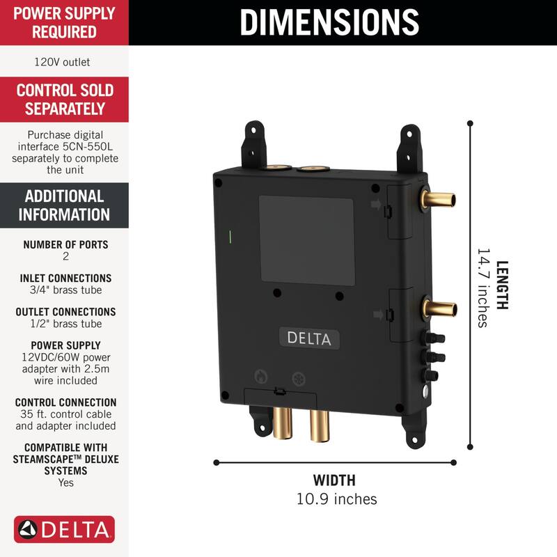 Delta R52000E ShowerSense Digital Thermostatic 2-Port Shower Rough In