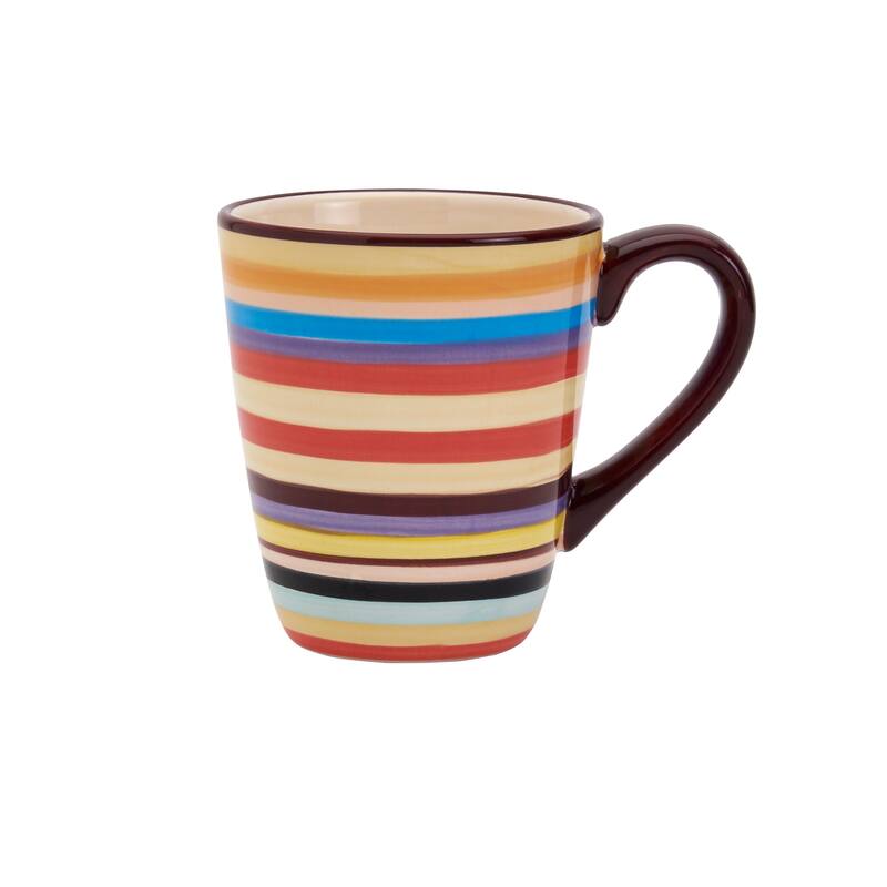 Tabletops Gallery Sedona Stripe 16oz "V" Shaped Mug - Set of 4