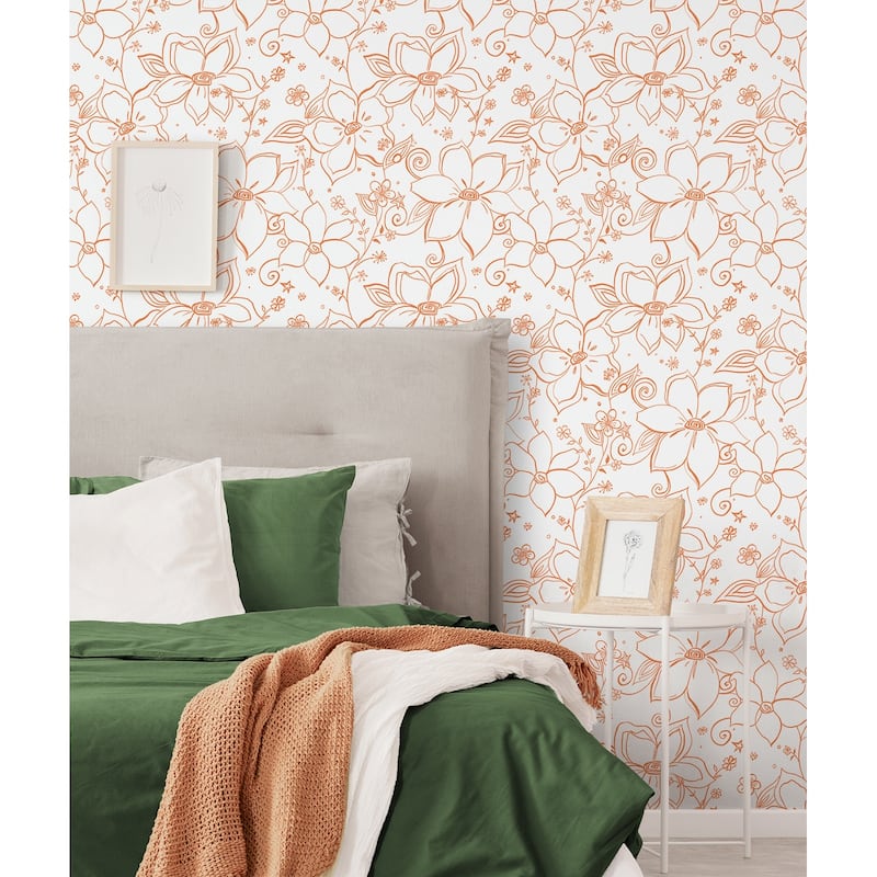 NextWall Linework Floral Peel and Stick Removable Wallpaper - Bed Bath ...