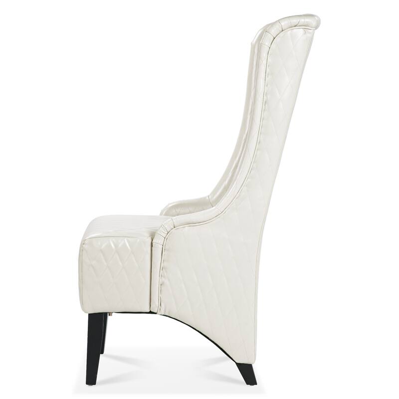 Faux Leather Wingback Chair with Wooden Legs and High Back Support