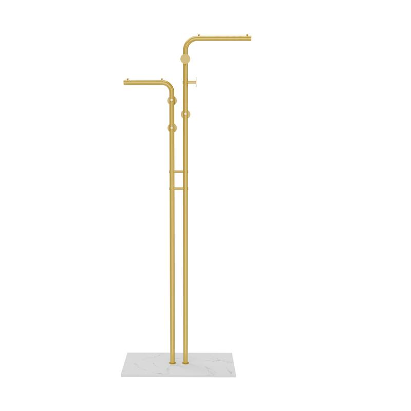 Coat Rack with Marble Base Entryway Coats Hanger Stand with 5 Hooks - 24"x12"x70"