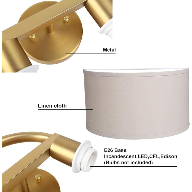 2-light vanity light linen mount light fabric wall light