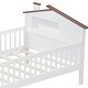 preview thumbnail 24 of 22, Twin Wood Platform Kids Bed with House-Shaped Headboard, LED Light & Built-in Storage, Finish with Safety Guardrails, Natural