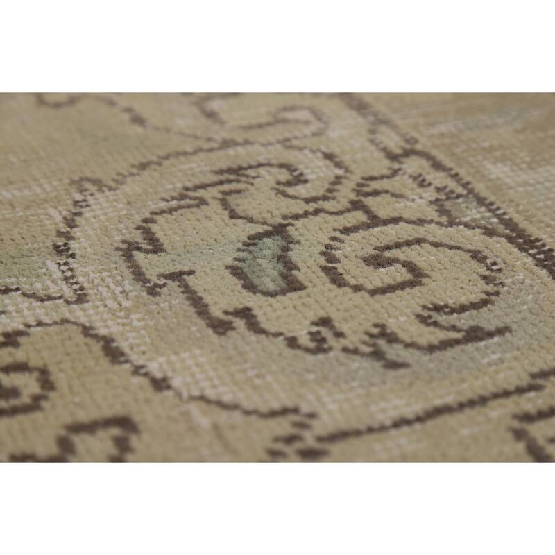 Tabriz Persian Vintage Area Rug Handmade Traditional Beige Wool Carpet - 9'6"x 12'10"