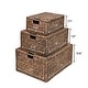 preview thumbnail 10 of 8, Woven Rectangular Storage Baskets with Lids & Handles (Set of 3)