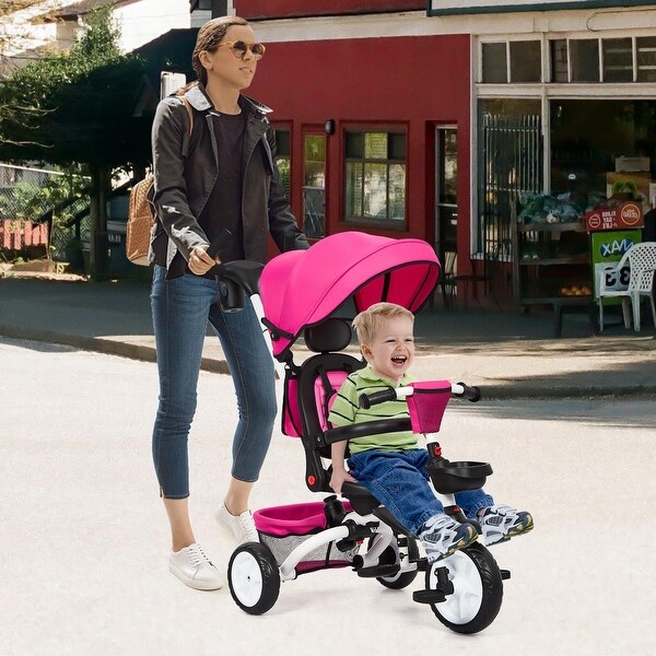 Baby Tricycle, 7 in 1 Folding Toddler Bike w/Removable