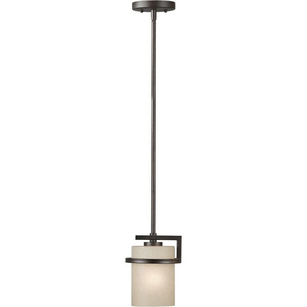 Forte Lighting 2405-01 6.5" Wide 1-Light Mini Pendant with White Linen Glass Shade - N/A