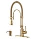 preview thumbnail 76 of 87, WOWOW Single Handle Gooseneck Pull Down Sprayer Kitchen Faucet With Soap Dispenser - Gold