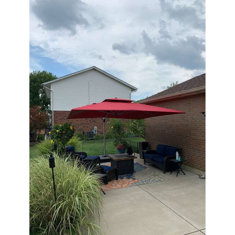 PURPLE LEAF 11ft Square Patio Cantilever Umbrella with Base Included