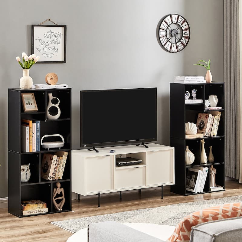VECELO Modern Irregular Shape Tall Bookshelf Multi-Purpose Waterproof Vertical Horizontal Storage for Bedroom Living Room