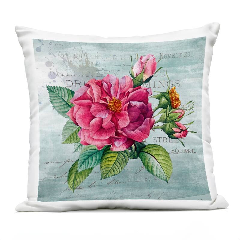 Stupell Pink Garden Flower over Rustic Printed Outdoor Throw Pillow Design by Susan Arnot - Accent - Polyester - Green - Single