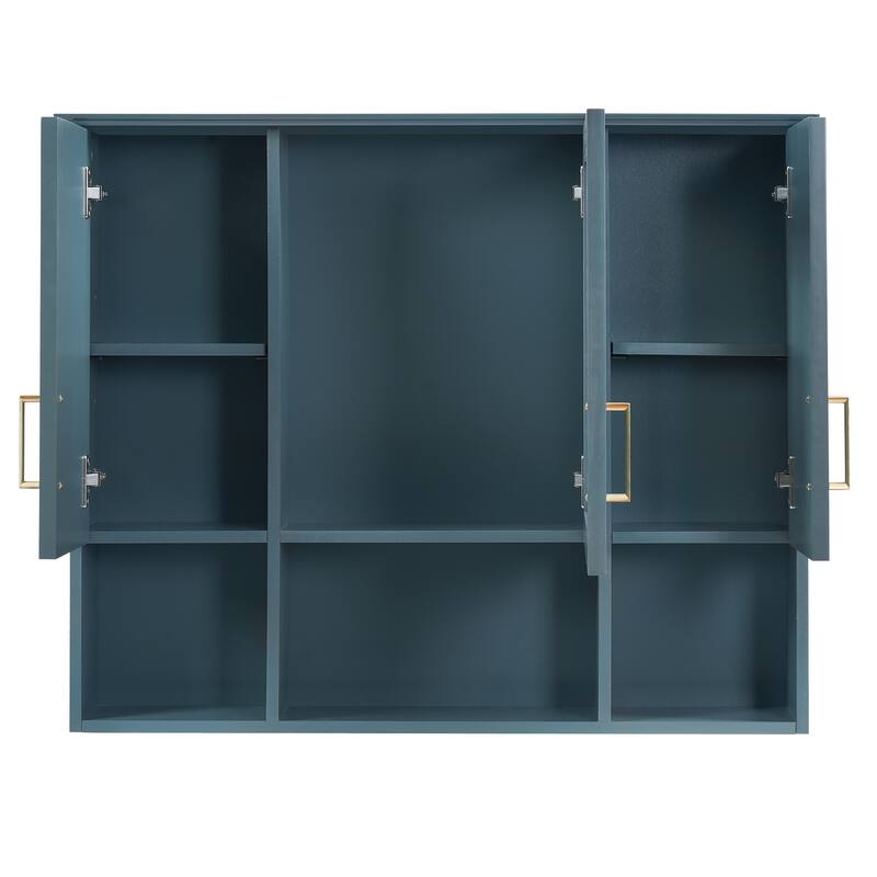 35" 2-in-1 Wall Mounted Medicine Cabinet with Adjustable Shelves & Soft Close Doors, High-Define Mirror with Storage