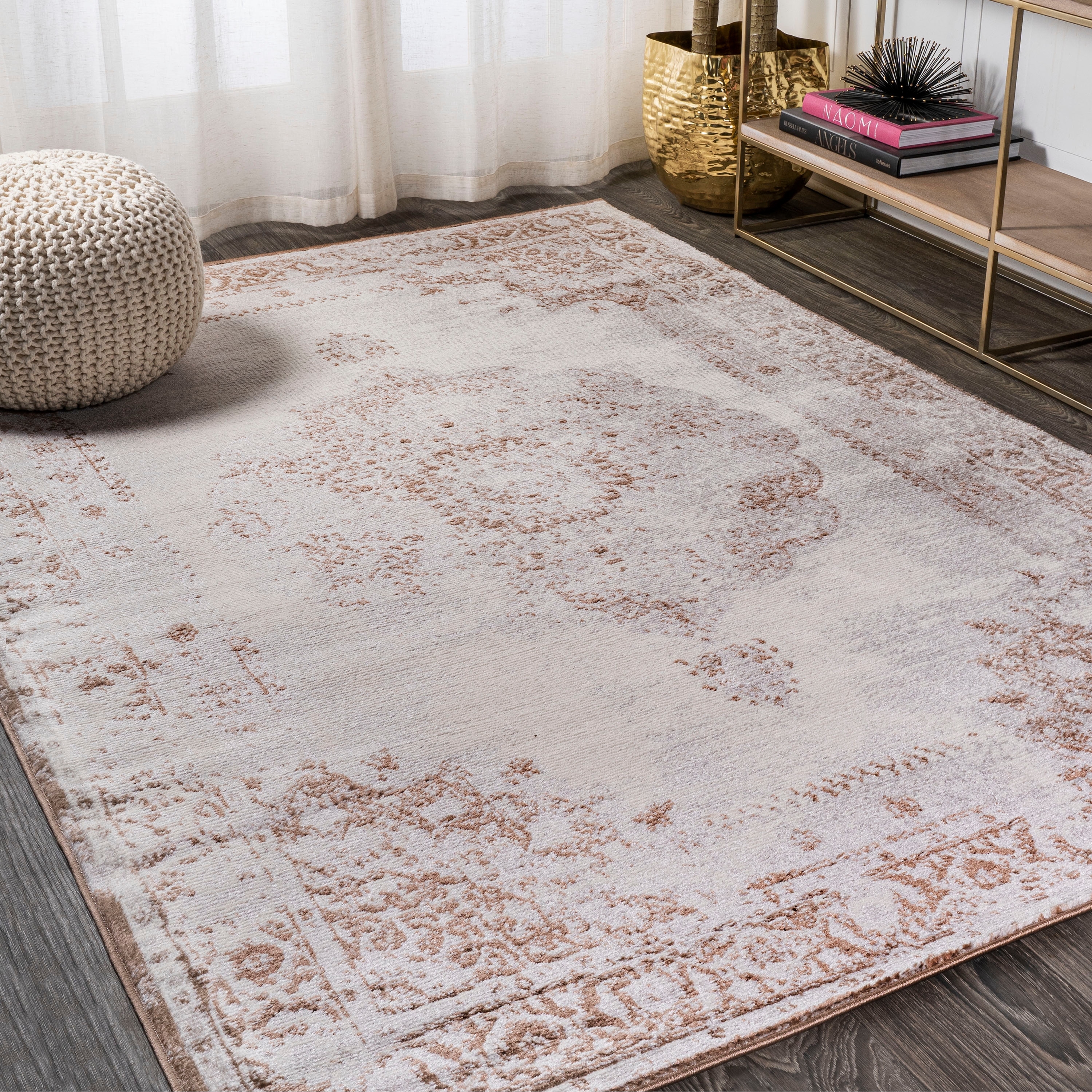 Jonathan Y Rosalia Cottage Medallion Brown Cream Area Rug Overstock 31276137