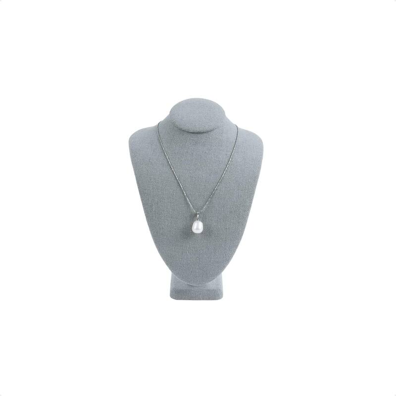 Small Linen Covered Wood Jewelry Display Necklace Chain Jewelry Bust Display Holder Stand - S - Grey