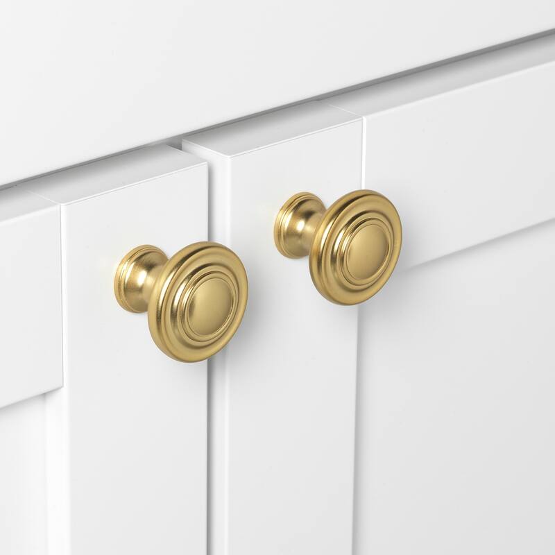 GlideRite 10-Pack 1-1/4 in. Gold Round Ring Cabinet Knobs - Brass Gold