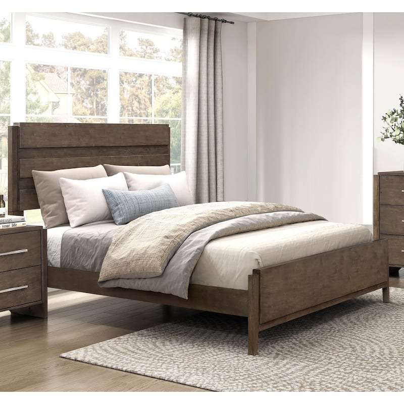 Classic Dark Walnut King Bed - Solid Rubberwood Frame with Headboard & Footboard - Dark Walnut