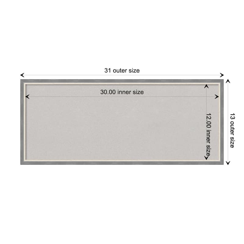 Theo Narrow Wood Framed Grey Corkboard Bulletin Board