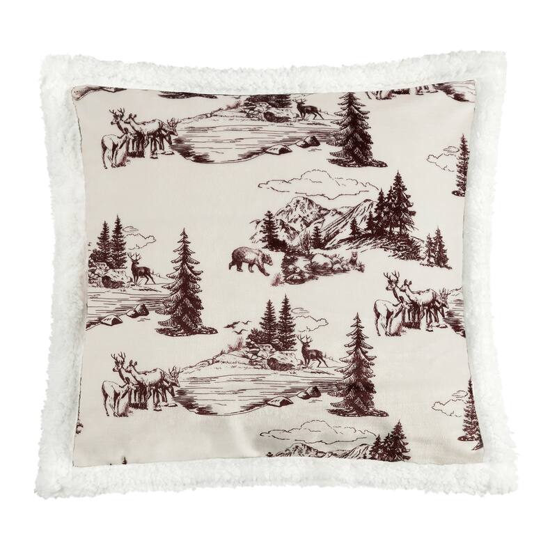 Indigo Hill by HiEnd Accents Campfire Sherpa Fleece Decorative Pillow, 18"x18"