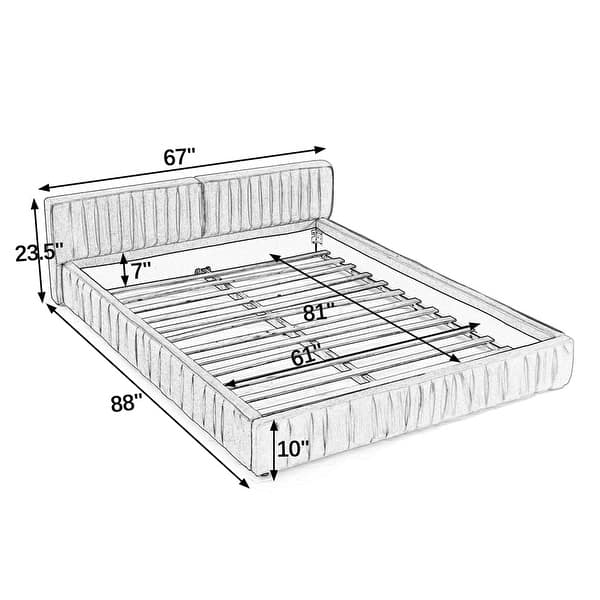 Chenille fabric Queen Size Upholstered Bed Frame