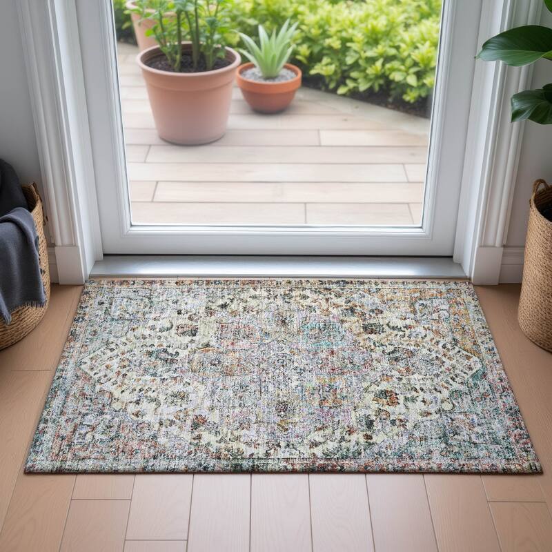 Machine Washable Indoor/Outdoor Traditional Chantille Rug