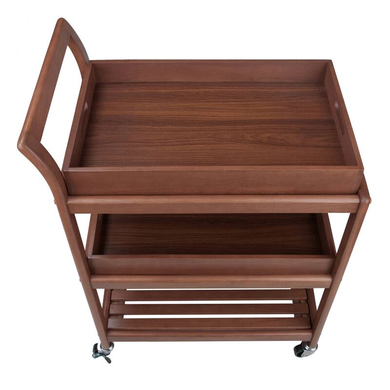 Albert 3-Tier Entertainment Cart, Walnut - 24.8 x 15.98 x 33.27 inches