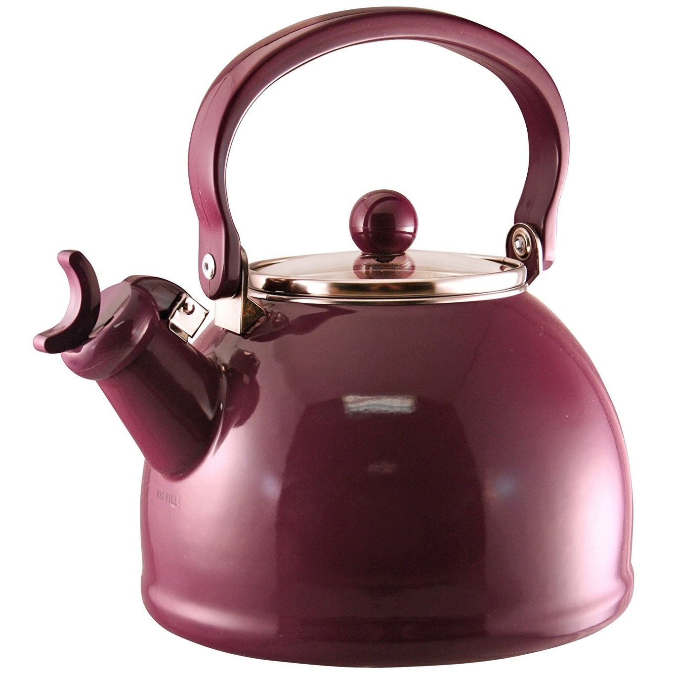 Mr. Coffee Claredale Whistling Tea Kettle, Red, 1.7 quart