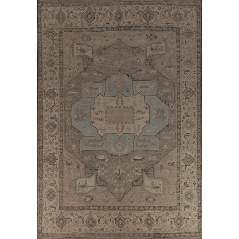 Vegetable Dye Oushak Turkish Rug Handmade Transitional Wool Carpet - 9'11"x 13'10"