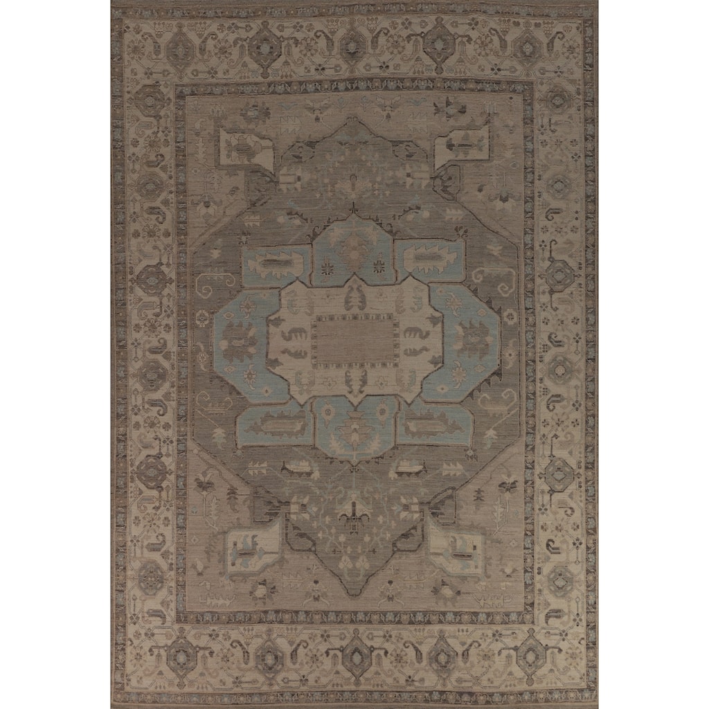 Vegetable Dye Oushak Turkish Rug Handmade Transitional Wool Carpet - 9'11"x 13'10"