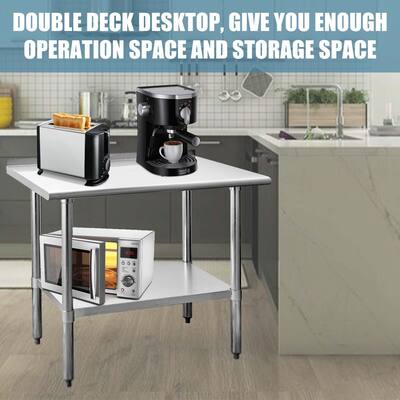 24 x 48 Inches Stainless Steel Work Table with Undershelf and Galvanized Legs for Kitchen