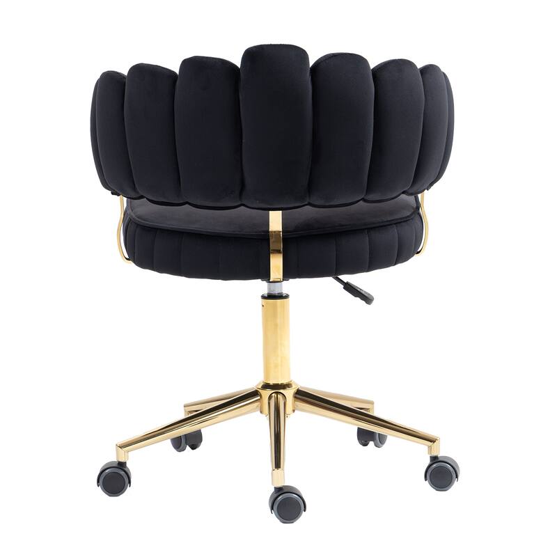 Velvet Home Office Desk Chair, Height Adjustable Task Chair, Armless Single Chair with Wheels, 360° Swivel Vanity Chair - N/A