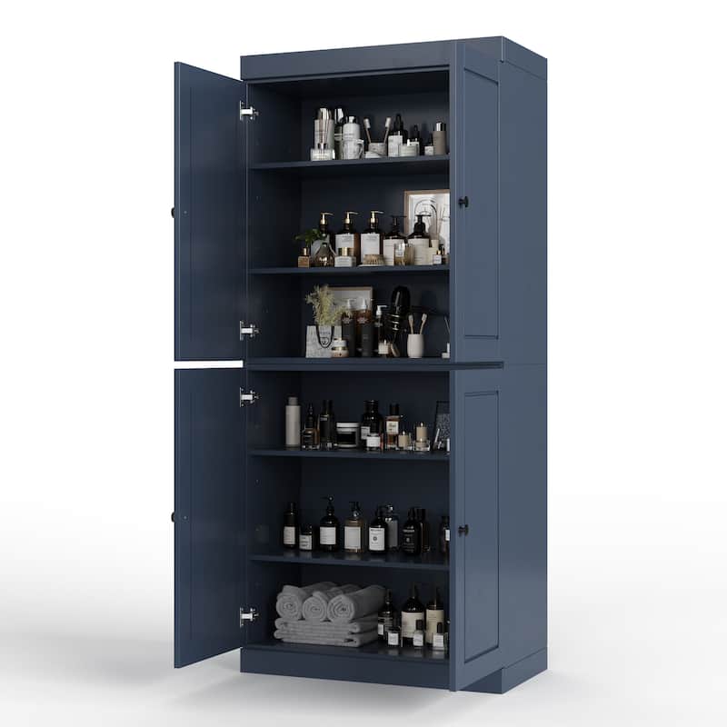 Palace Imports 100% Solid Wood Bathroom & Laundry Storage Cabinet, Raised Panel Doors, Adjustable Shelves, 32" Wide, 71.5" Tall