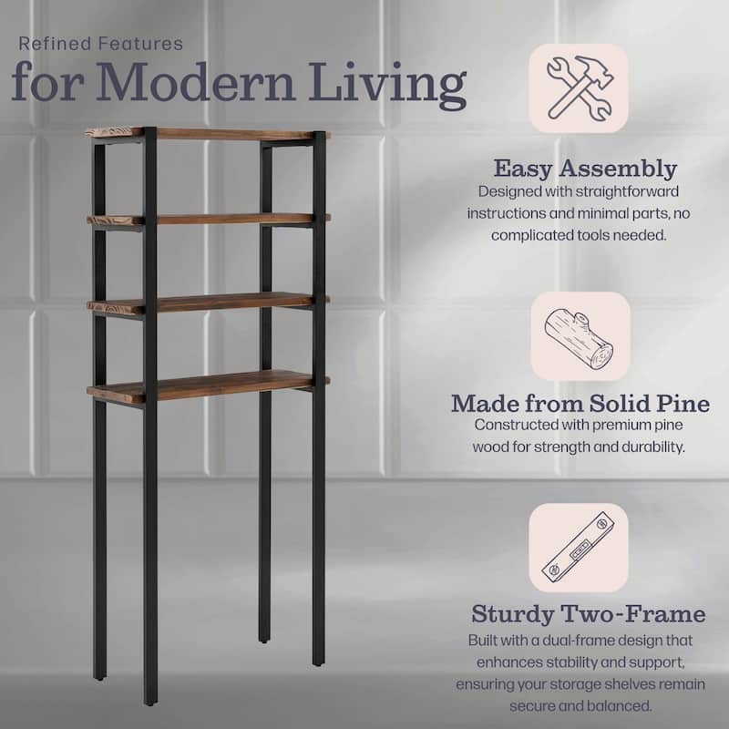 Carbon Loft Lawrence 64" Over the Toilet 4-Shelf Bath Storage Brown