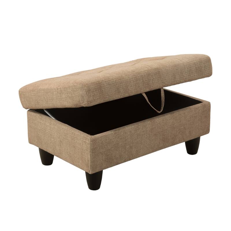 KISRAIS 34" Wide Upholstered Storage Ottoman