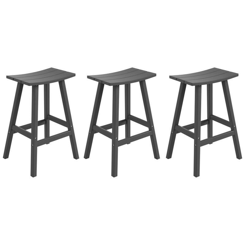 Laguna Hdpe All Weather Outdoor Patio 29" Saddle Seat Bar Stool (Set Of 3) - Gray