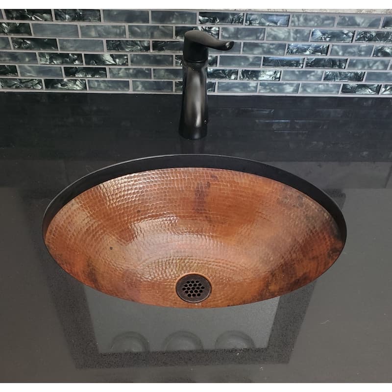19" Oval Copper Bathroom Sink Dual Mount in Natural Patina by SimplyCopper - 19' x 14' X 5"