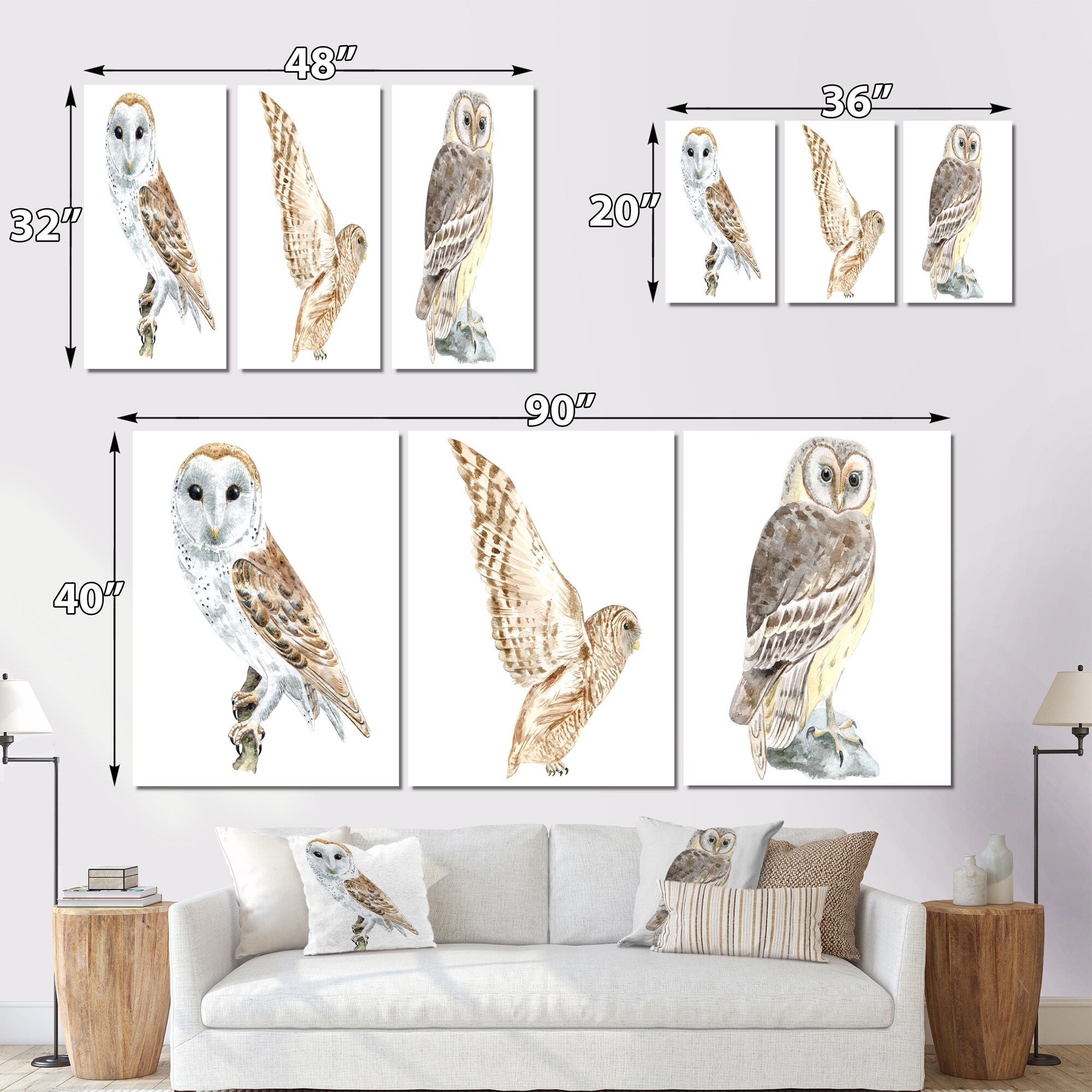 Designart Traditional Barn Owl II Art Set for Classic Home Decor-image