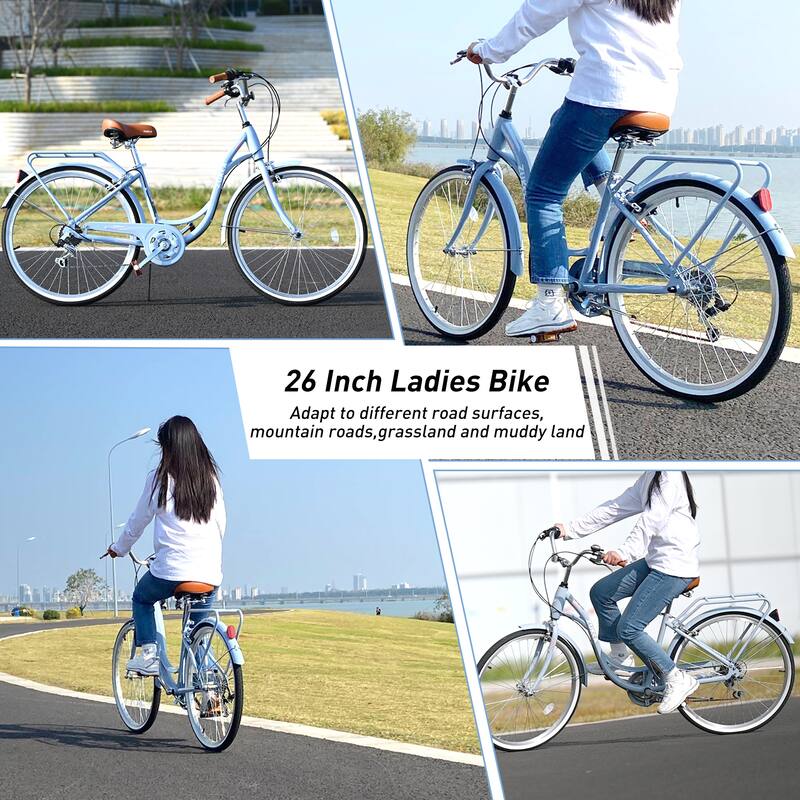 Ladies' Bicycle - Steel Frame, 7 Speeds, Multiple Colors - 26